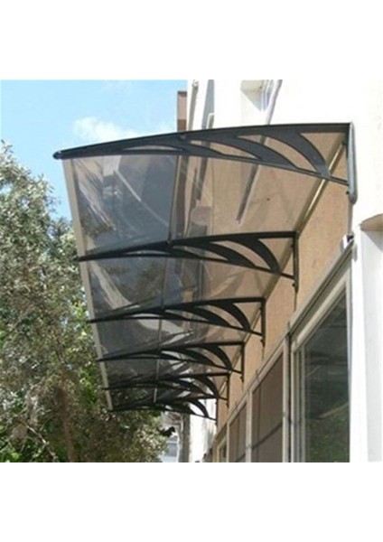 Tf Standart 1.10 Kapı Üstü Pratik Sundurma 100 x 100 cm Ant. Gri Ayak 3mm Pmma Levha