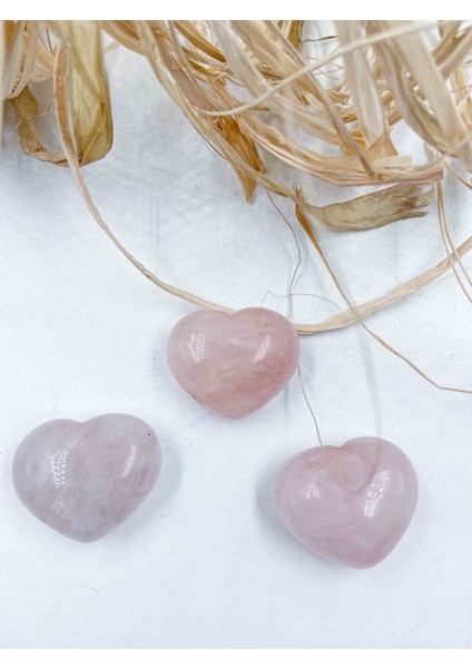 Pembe Kuvars Taşı Doğaltaş Kalp Parça