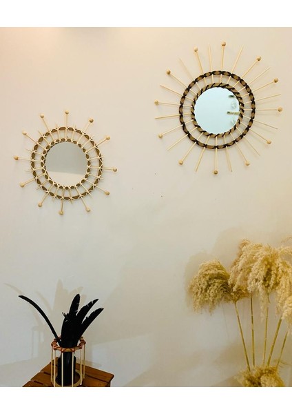 Wall Art Boncuklu Ayna Duvar Dekorasyon Ürünü 2’li Set