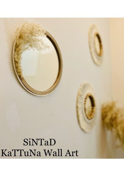 Wall Art Makrome Ayna ve Ahşap Duvar Dekorasyon Ürünü 3’lü Set