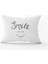 Beyaz Siyah Smile Yazılı Dekoratif Dijital Baskı Kırlent Yastık Kılıfı - CGH471-3550 Çift Tarafı Baskılı 1