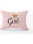 Pembe Siyah It's Girl Yazılı Dijital Baskı Kırlent Yastık Kılıfı - CGH446-3550 Çift Tarafı Baskılı 1