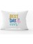 Beyaz Mavi Best Day Ever Dijital Baskı Kırlent Yastık Kılıfı - CGH456-3550 Çift Tarafı Baskılı 1