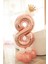8 Yaş Rose Gold Rakam Balon Altın Kral Taçlı Balon Seti 1