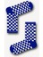 Saks Mavi Dama Desenli Atletik Kadın Çorap 1