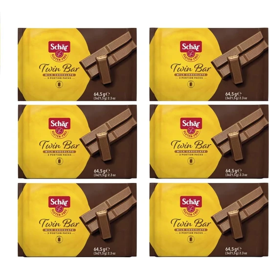 Schar Twin Bar Glutensiz Sütlü Çikolatalı Gofret 64,5 gr x 6 Adet