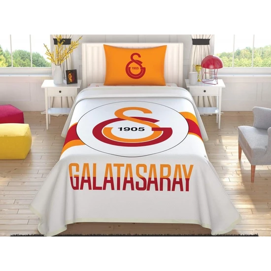Taç Lisanslı Pike Takımı Galatasaray Logo Queen 120 x 200 Cm Tek Kişilik