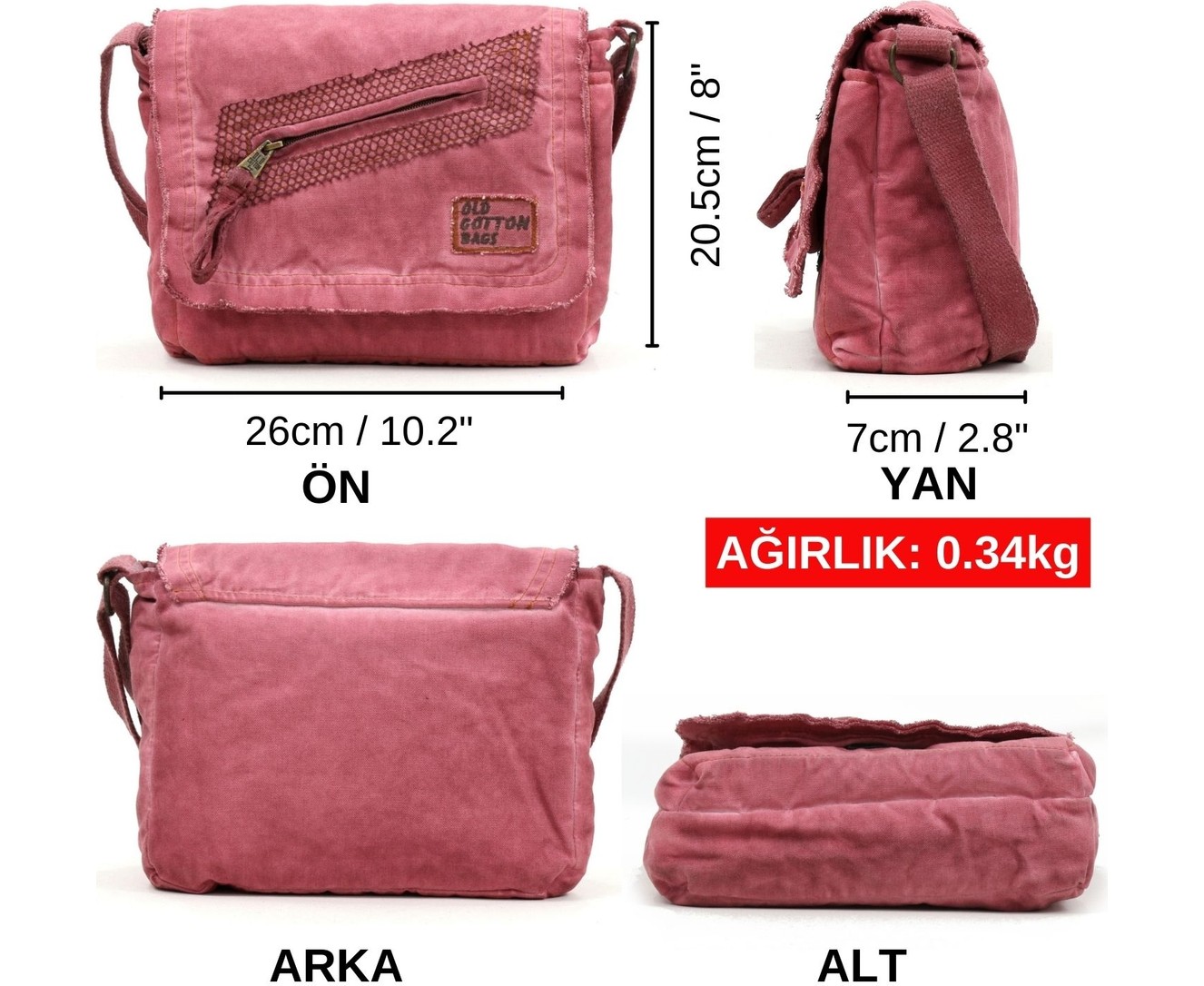 Old Cotton Cargo 7136 Küçük Omuz Çantası Kanvas Bag Okul Tablet Çantası görsel 2