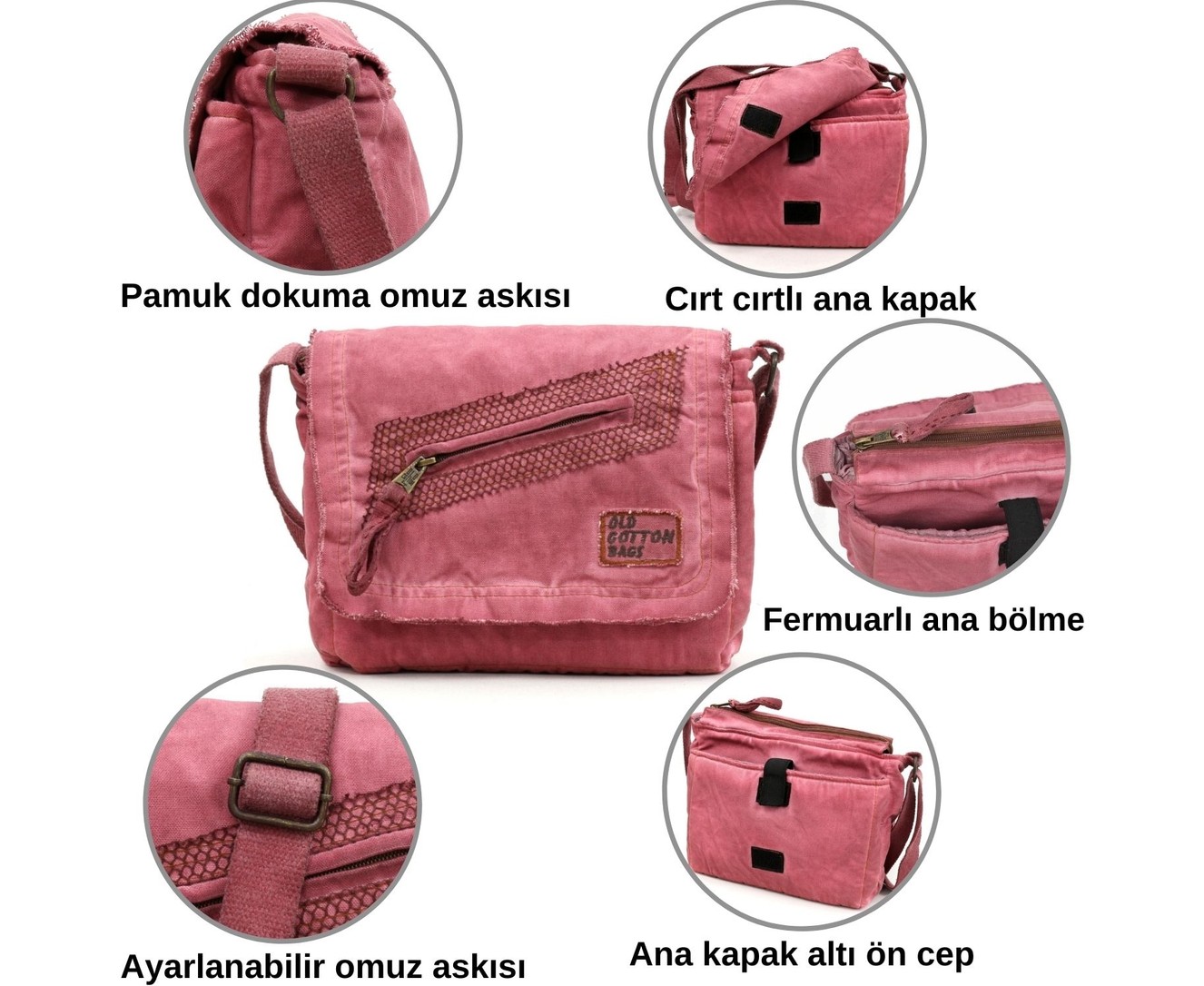 Old Cotton Cargo 7136 Küçük Omuz Çantası Kanvas Bag Okul Tablet Çantası görsel 4