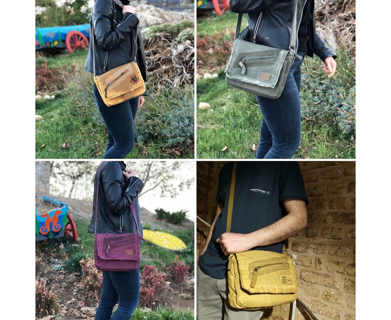 Old Cotton Cargo 7136 Küçük Omuz Çantası Kanvas Bag Okul Tablet Çantası görsel 5