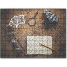 Cakapuzzle Seyahat Eşyaları ve Dünya Haritası 120 Parça Puzzle Yapboz Mdf (Ahşap)