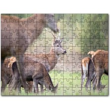 Cakapuzzle Çayırda Otlayan Ren Geyikleri 120 Parça Puzzle Yapboz Mdf (Ahşap)