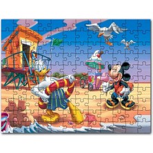 Cakapuzzle Donald Duck ve Mickey Mouse Yaz Tatili Plaj 120 Parça Puzzle Yapboz Mdf (Ahşap)