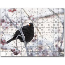 Cakapuzzle Karlı Dalların Üzerindeki Karatavuk 120 Parça Puzzle Yapboz Mdf (Ahşap)