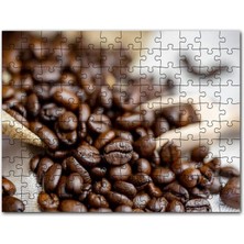Cakapuzzle Keten Çuval Üzerinde Kahve Çekirdekleri 120 Parça Puzzle Yapboz Mdf (Ahşap)