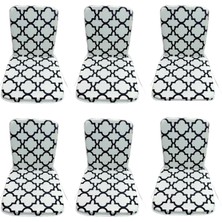 Mandaş 6 Adet Mandaş Midi Sandalye Minderi, Bahçe Sandalye Minderi-Damask Siyah