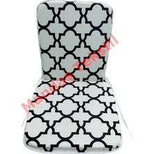 Mandaş 6 Adet Mandaş Midi Sandalye Minderi, Bahçe Sandalye Minderi-Damask Siyah