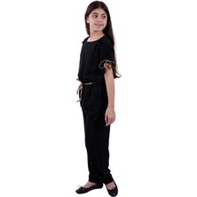 Kız Çocuk Tulum Airobin Kumaş Lastik Bel Kısa Kol Tulum Elbise-TLM-0001