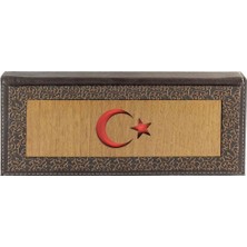 Tesbih Kardeşliği Kahverengi Ay Yıldız Desenli 3'lü Ahşap Tesbih Kutusu