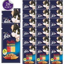 Felix Sığır Etli ve Kanatlı Yaş Kedi Maması 26 Adet x 85 Gr. (Yeni Paket) Lunashp