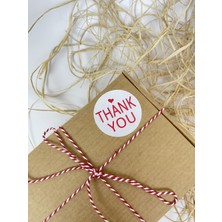 Butik Sosyetik Thank You Kalpli 50 mm Beyaz Yuvarlak Sticker Etiket 100 Adet
