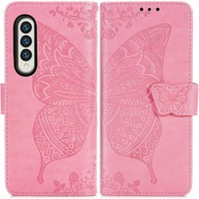 Zunhai Samsung Galaxy Z Fold3 Için Love Flower Pu Case Pembe (Yurt Dışından)