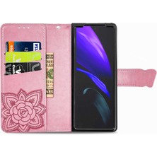 Zunhai Samsung Galaxy Z Fold3 Için Love Flower Pu Case Pembe (Yurt Dışından)