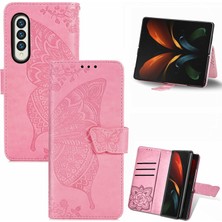 Zunhai Samsung Galaxy Z Fold3 Için Love Flower Pu Case Pembe (Yurt Dışından)