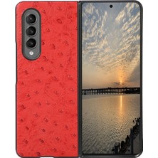 Zunhai Samsung Galaxy Z Fold3 5g Devekuşu Cilt Doku Kılıfı Kırmızı (Yurt Dışından)