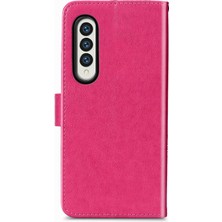 Zunhai Samsung Galaxy Z Fold3 Için Dört Yapraklı Yonca Pu Case Magenta (Yurt Dışından)