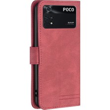 Zunhai Xiaomi Poco M4 Pro Kırmızı Için Toka Rfıd Deri Kılıf (Yurt Dışından)