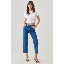 Lee Carol Straight Fit Düz Kesim Yüksek Bel Beyaz Esnek Jean Kot Pantolon