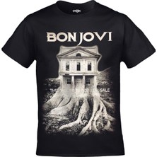 Orijin Tekstil Bon Jovi - This House Is Not For Sale Unisex Baskılı Siyah Tshirt