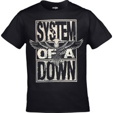 Orijin Tekstil System Of A Down - Stacked Eagle Unisex Baskılı Siyah Tshirt