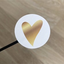 Gg Genç Girişimci Sticker Kalp (4X4CM) 36 Adet (Gold ve Kırmızı)