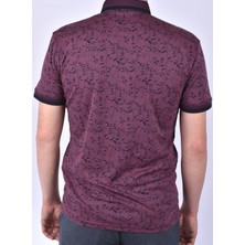 Raymons 1030 Yaka Düğmeli Desenli Tişört /Bordo/L