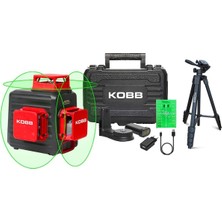 Kobb KBL34GTP 40 Metre Profesyonel Li-Ion Şarjlı 3X360⁰ Otomatik Hizalamalı Yeşil Çapraz Çizgi Lazer Distomat + Tripod