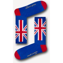 Neşeli Çoraplar Ingiltere Bayrak Desenli Atletik Erkek Çorap