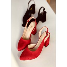 Mida Shoes Kırmızı Süet Topuklu Ayakkabı