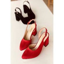Mida Shoes Kırmızı Süet Topuklu Ayakkabı