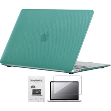 Codegen Apple 13" Macbook Air A1932 A2179 A2337 Su Yeşili Carbon Fiber Dizayn Kılıf Koruyucu Kapak+Film