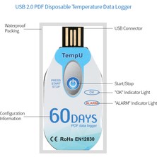 KKmoon Su Geçirmez USB 2.0 Pdf Tek Kullanımlık Sıcaklık Veri (Yurt Dışından)