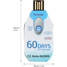 KKmoon Su Geçirmez USB 2.0 Pdf Tek Kullanımlık Sıcaklık Veri (Yurt Dışından)