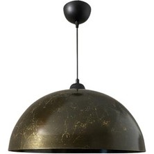 Rsylight Retro Kahve Mermer Desenli Dekoratif Tekli Rustik Metal Sarkıt Avize 40 cm