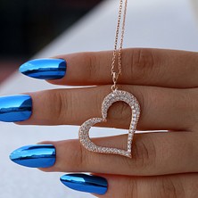 Beyaz Taşlı Asimetrik Kalp Gümüş Kolye