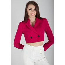 Feminist Fuşya Astarlı Crop Blazer Ceket 0105118.12