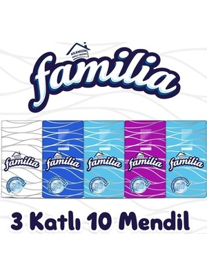 Familia Mendil 3 Katli 10 Paket x 5 Adet = 50 Paket Çep Mendili Ultra Yumuşak Mendil