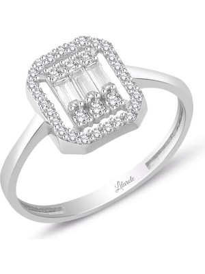 Lilarote Baget Yüzük Beyaz Altın Kolu Taşsız 14 Ayar