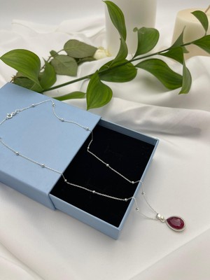 Ansar Jewellery Yakut Taşlı Gümüş Kolye