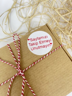 Butik Sosyetik Sayfamızı Takip Etmeyi Unutmayın 50 mm Beyaz Yuvarlak Sticker Etiket 100 Adet